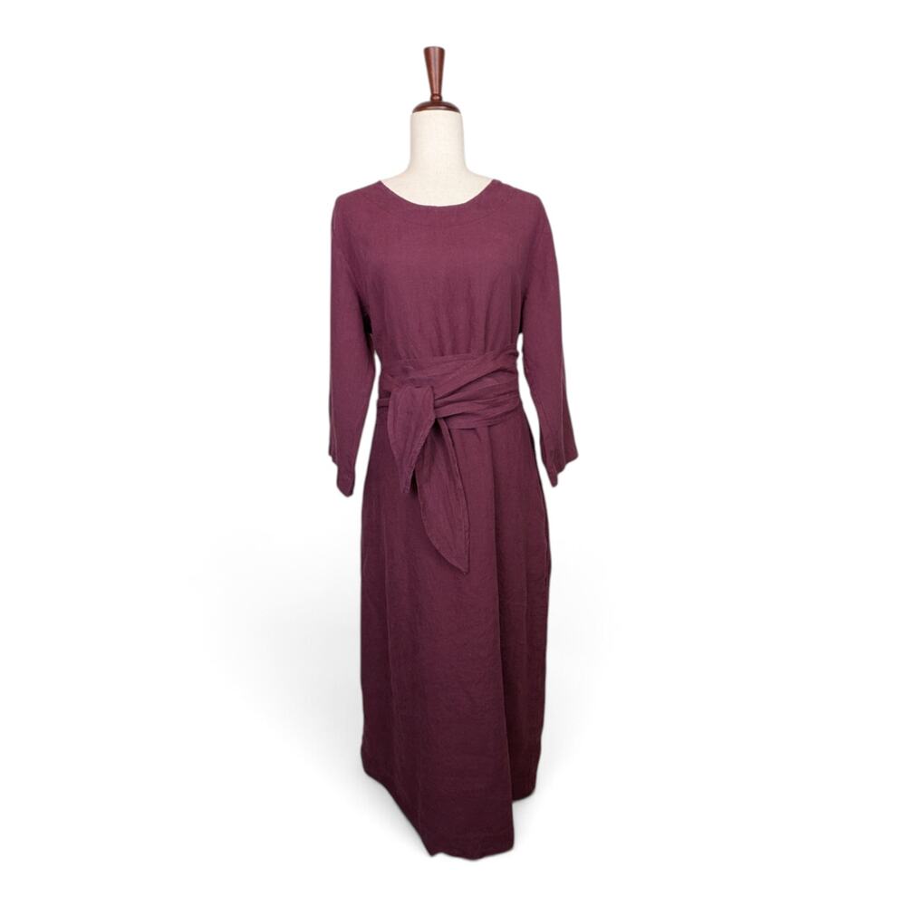LEN OK BRAND 100% Linen Dress w/ Self Wrap Linen Tie and Side Pockets - XXL - Picture 2 of 15